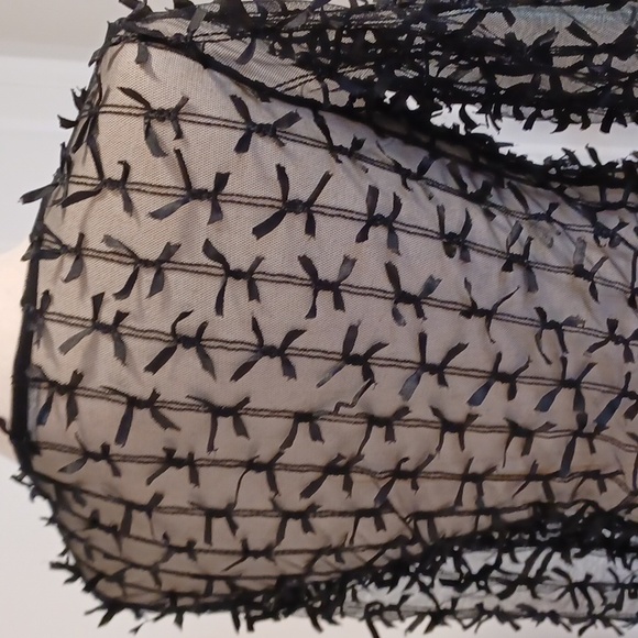 Zara black sheer stretchy long sleeve top bows all over bow decoration small - Picture 9 of 16